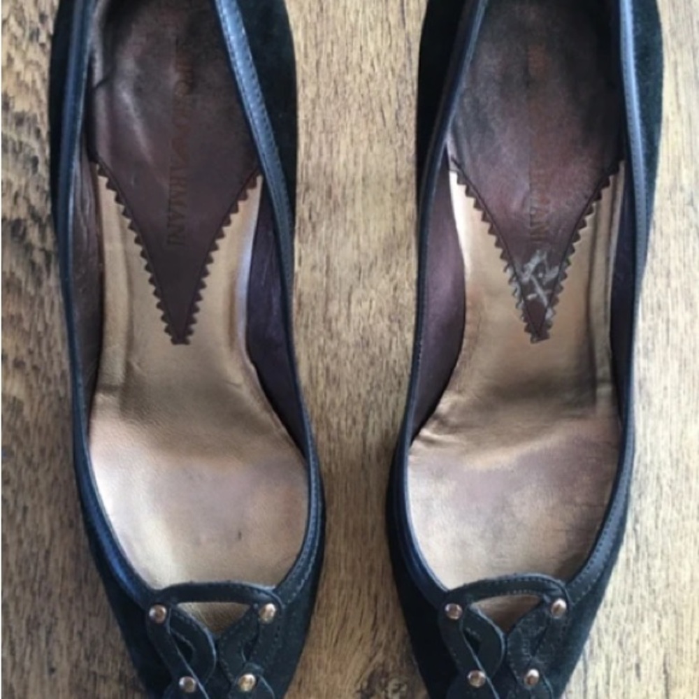 Elegant Black Leather Flats by Giorgio Armani